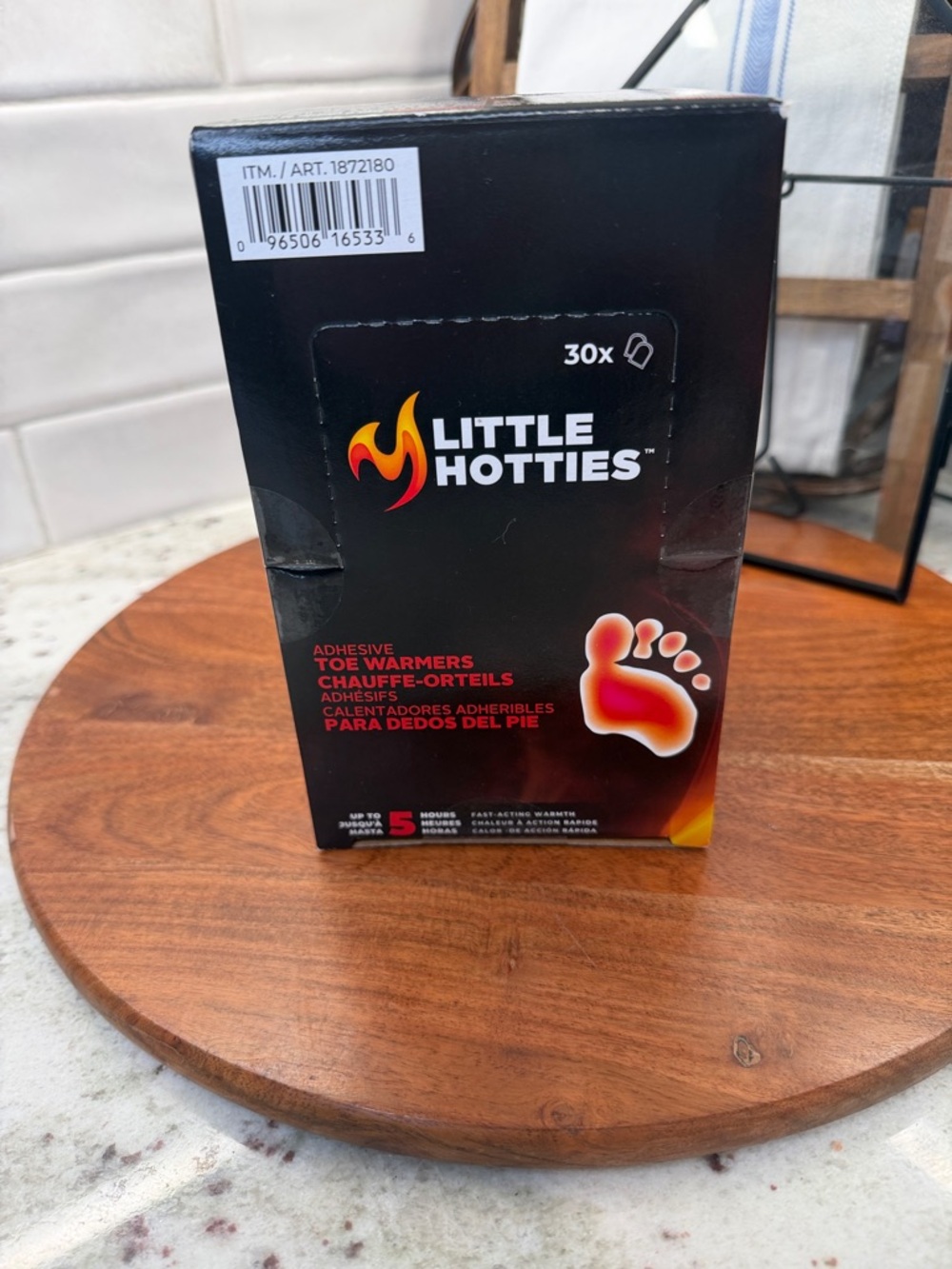 Little Hotties Adhesive Toe Warmers - Black & Red Packaging Box of 30- New
